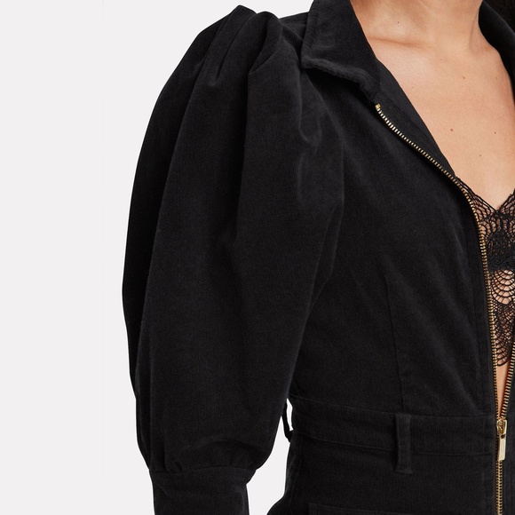 WeWoreWhat Corduroy Puff Sleeve Flare Jumpsuit, XS - Picture 4 of 11